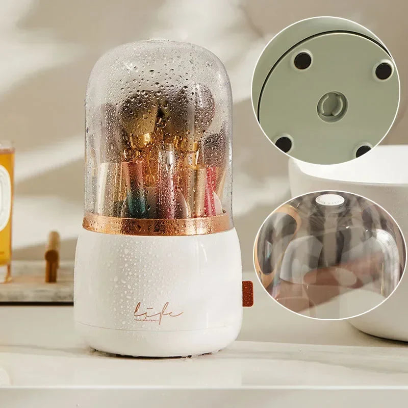 360° Rotating Makeup Organizer with Clear Cover