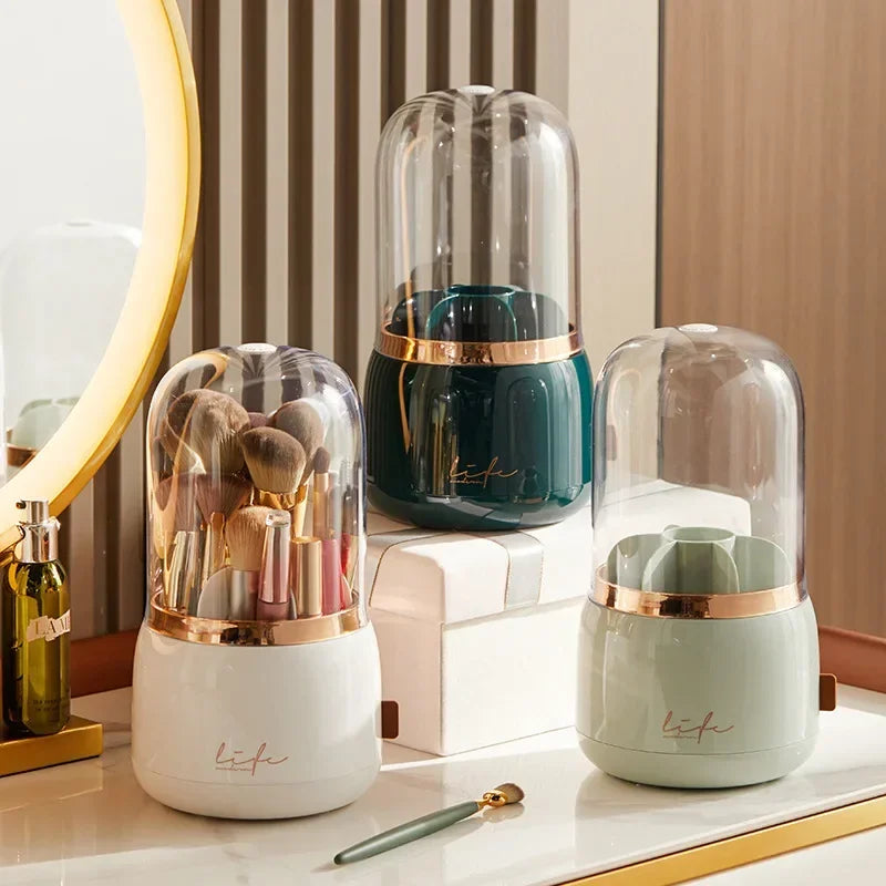 360° Rotating Makeup Organizer with Clear Cover