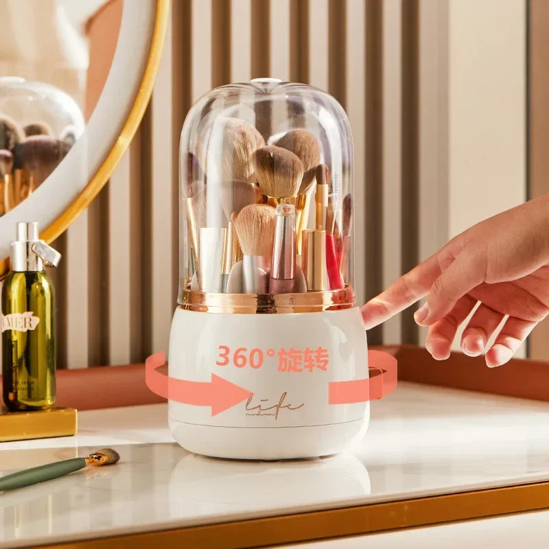 360° Rotating Makeup Organizer with Clear Cover
