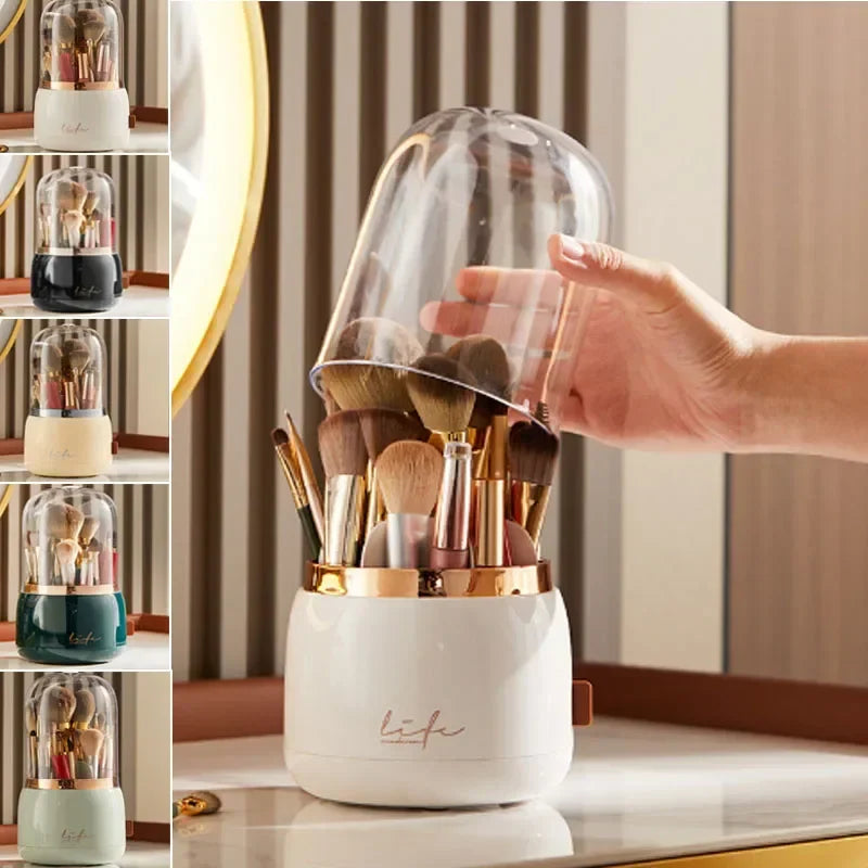 360° Rotating Makeup Organizer with Clear Cover