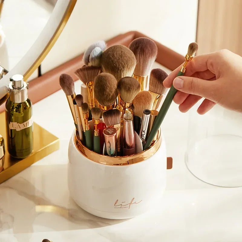 360° Rotating Makeup Organizer with Clear Cover