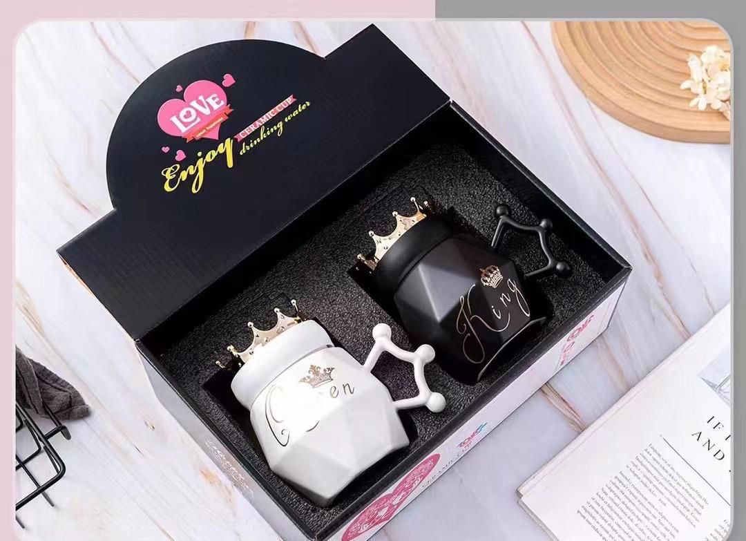 Couple Mugs Gift Set King & Queen Crowns