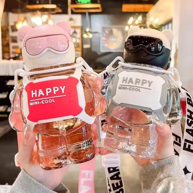 800ml Sports Water Bottle With Straw - Bear Design
