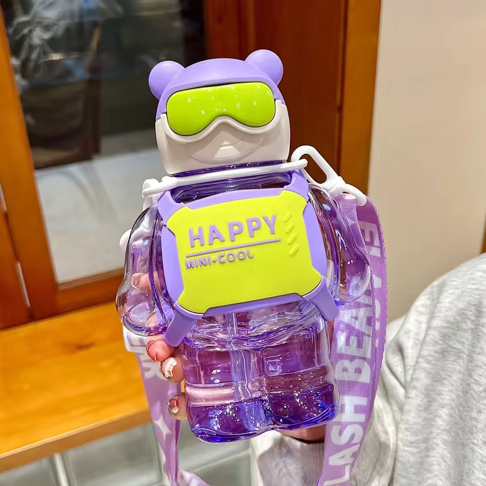 800ml Sports Water Bottle With Straw - Bear Design
