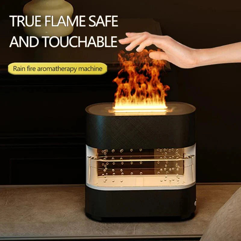 Rain Effect Humidifier with Flame LED Light