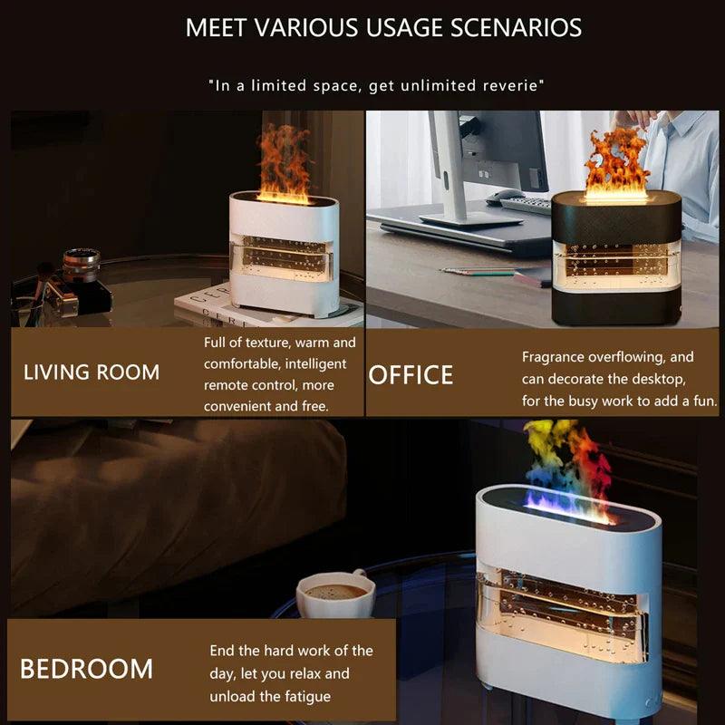 Rain Effect Humidifier with Flame LED Light