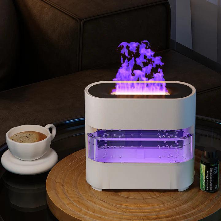 Rain Effect Humidifier with Flame LED Light