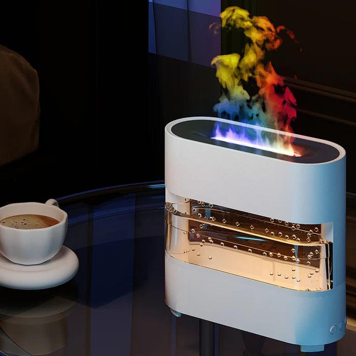 Rain Effect Humidifier with Flame LED Light