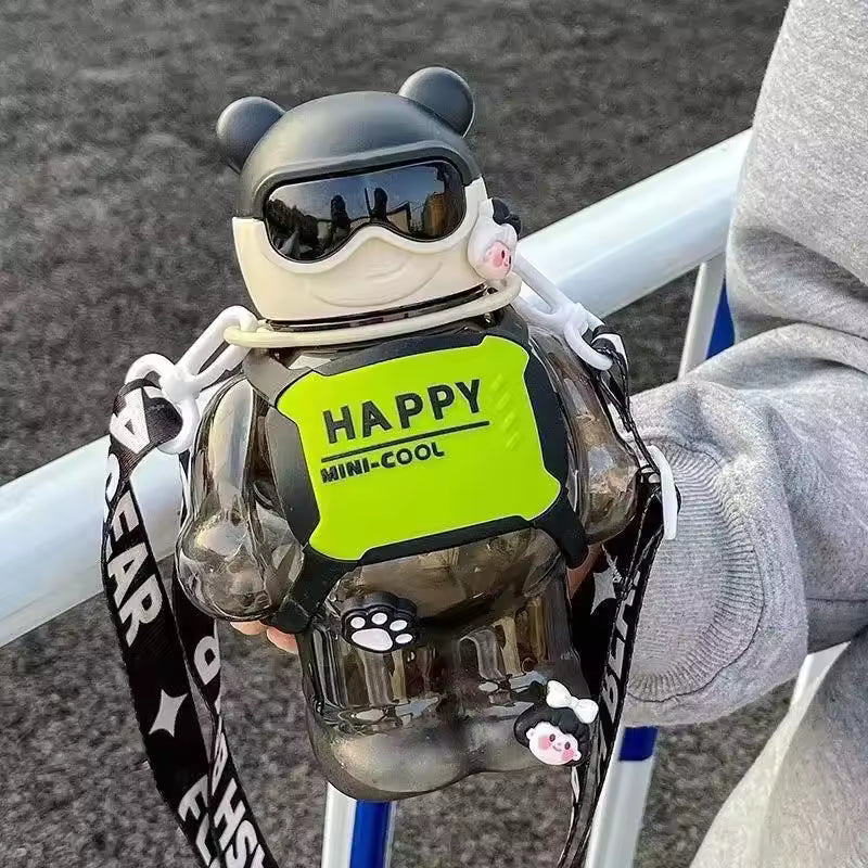 800ml Sports Water Bottle With Straw - Bear Design