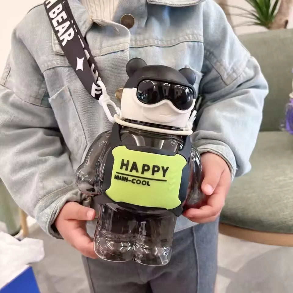 800ml Sports Water Bottle With Straw - Bear Design