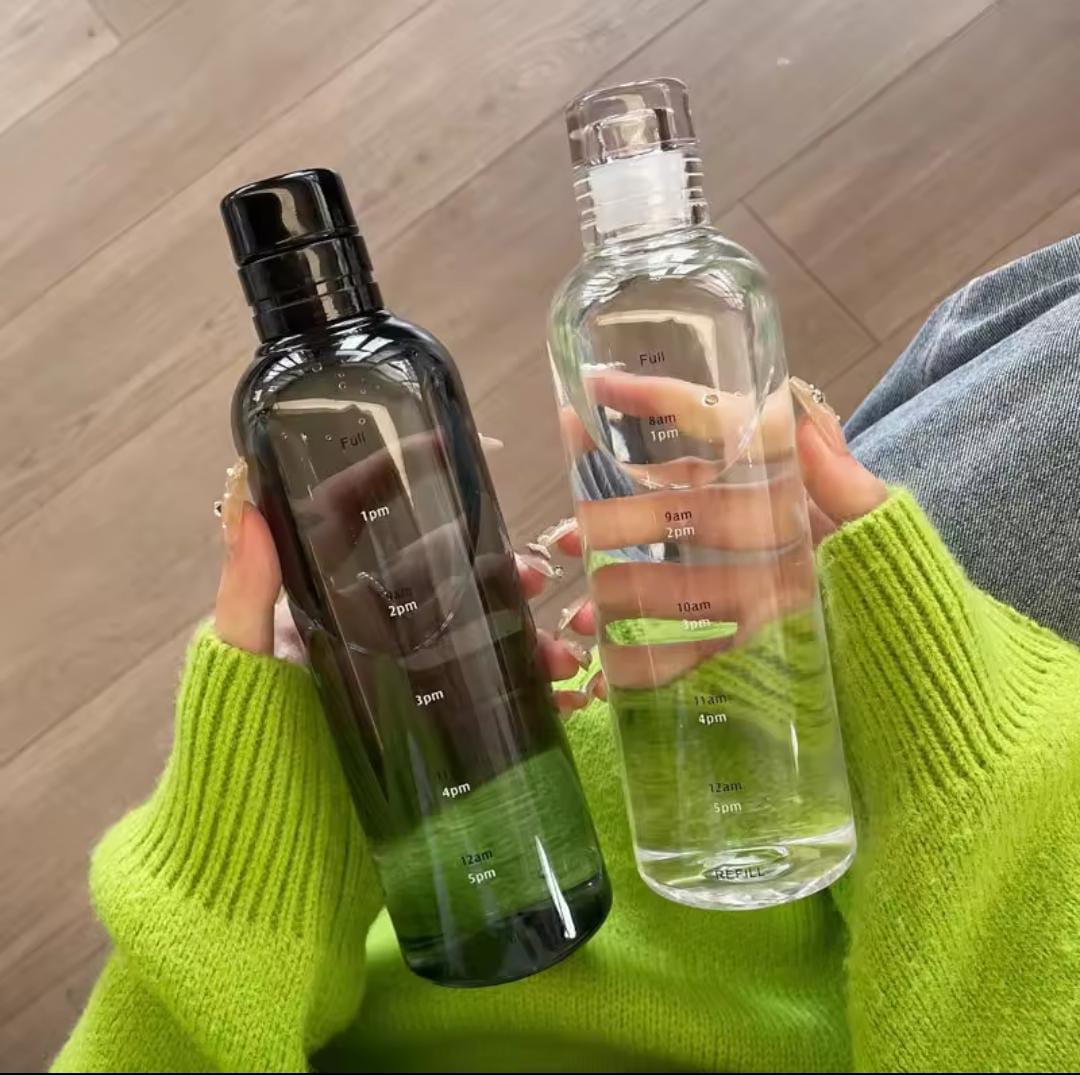 Transparent Plastic Water Bottle 500ml with Time Markers