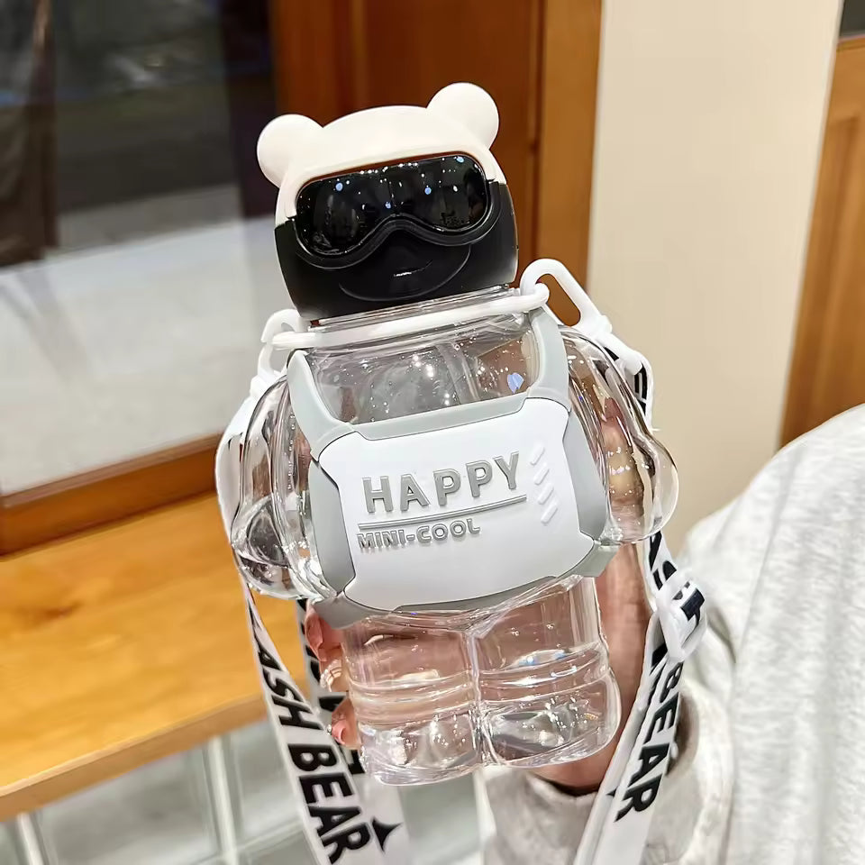 800ml Sports Water Bottle With Straw - Bear Design