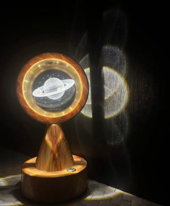 Crystal Globe Projector Lamp with Wooden Base